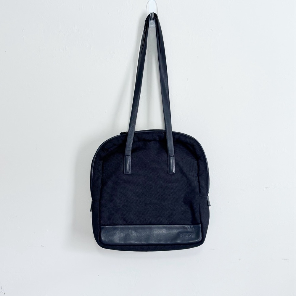 TUMI Laptop Briefcase Art Folio Zip Case Bag in Black BALLISTIC Nylon/Leather